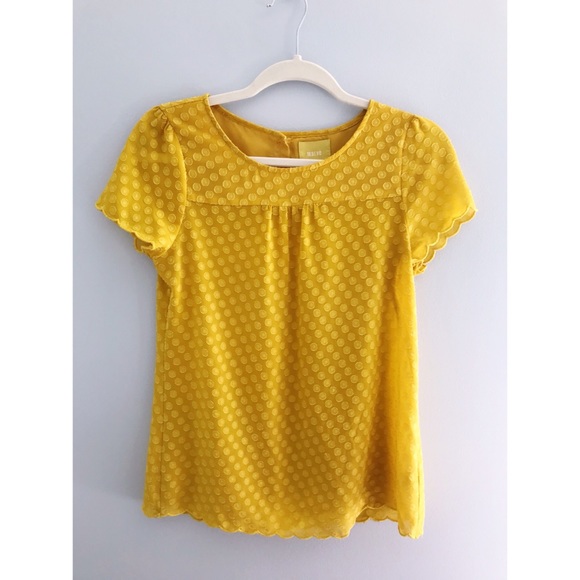 Anthropologie Tops - 🌼Maeve Scalloped Yellow Polka Dot Top🌼